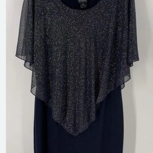 #331 Enfocus Studio Navy Glitter Asymmetrical Dress